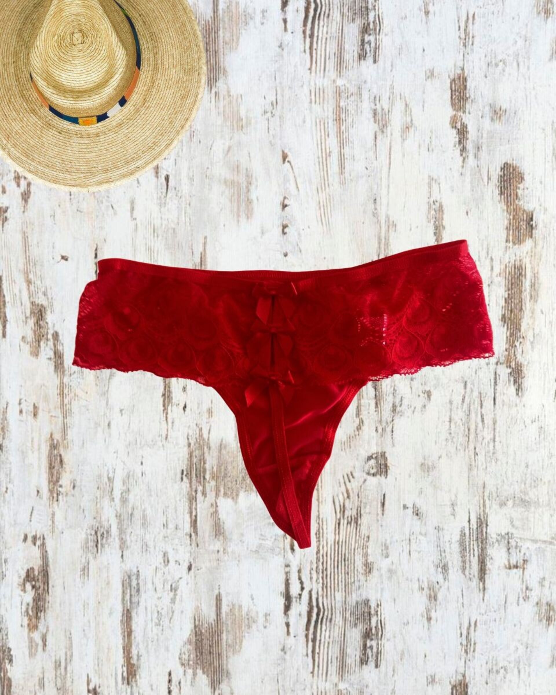 Tanga Brasileña Roja con lazos - 16